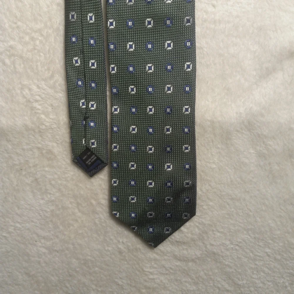 JOS A BANK Executive Collection MENS TIE GREEN Navy Silver Basketweave 👔